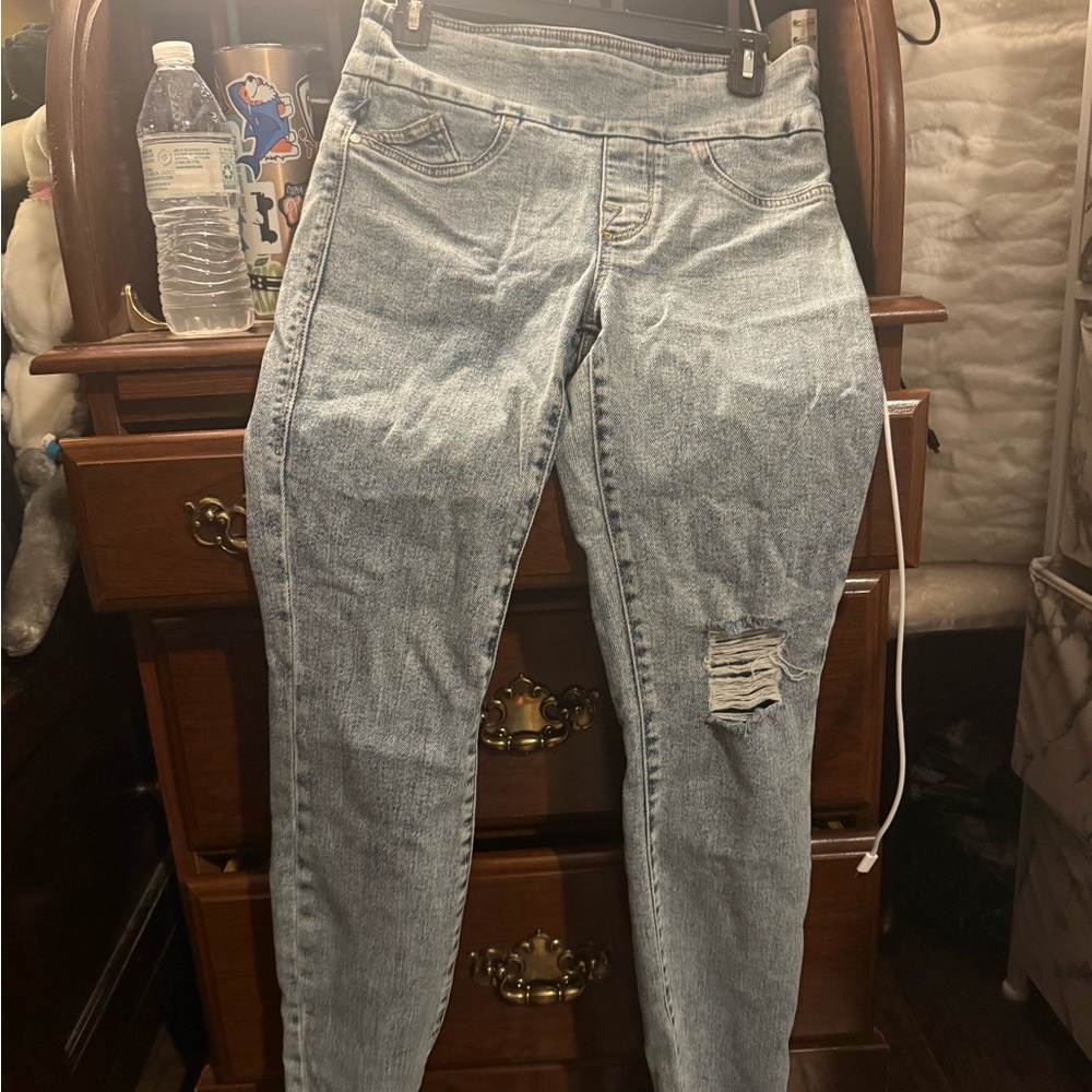 Women's Light Blue Distressed Jeans